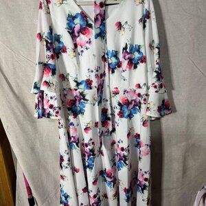 ✨White Floral Midi Dress – XL – Cottagecore & Feminine✨